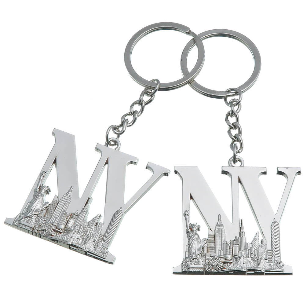 UNIS'S BRAND NY Letter New York Skyline Metal Keychain NYC Souvenir Gift-Set of 2