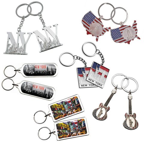 12X Collectible New York NY NYC Manhattan Landmarks Keychain Key Ring Gift Souvenir Set