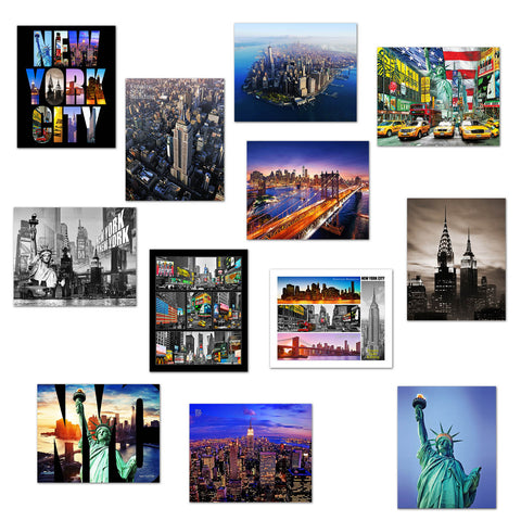 12 Various Collectible New York City Landmark Photos Decorative NY Pictures NYC Souvenir Wall Poster Prints - 8" X 10"
