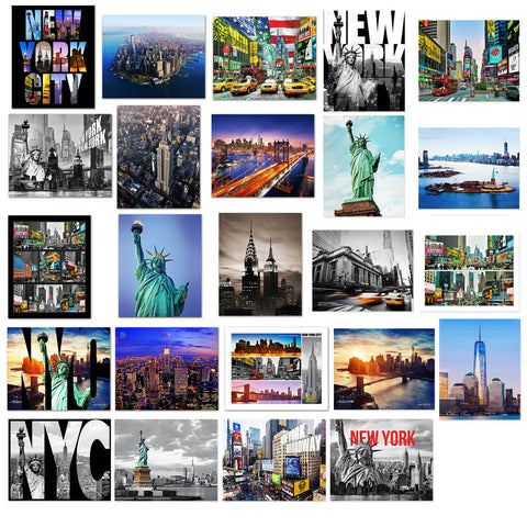 24 Various Collectible New York City Landmark Photos Decorative NY Pictures NYC Souvenir Wall Poster Prints - 8" X 10"