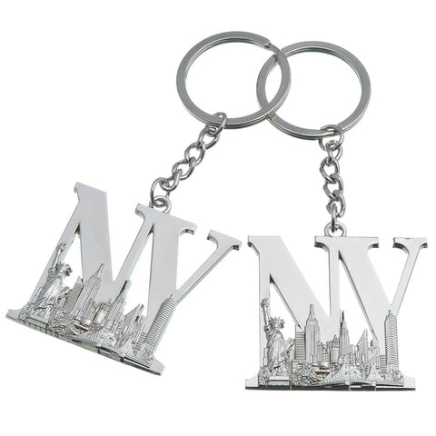 UNIS'S BRAND NY Letter New York Skyline Metal Keychain NYC Souvenir Gift-Set of 2