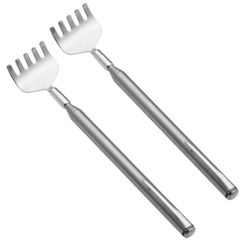 2X UNIS Telescopic Stainless Steel Back Scratcher with Pocket Clip Pack of 2